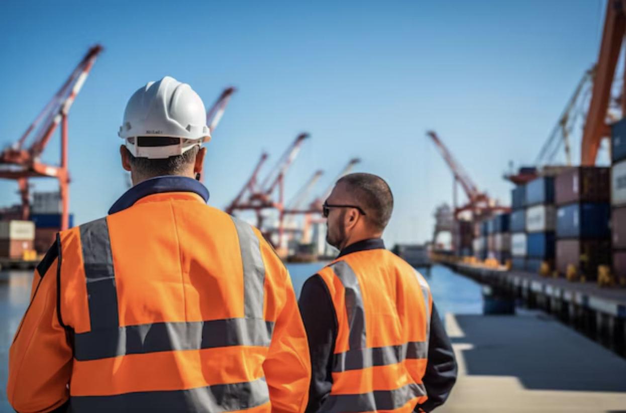 Workers with backs turned - Port Management
